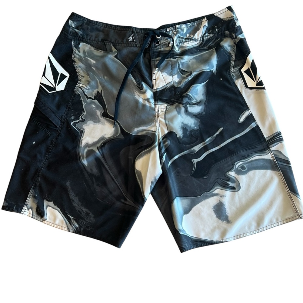 Volcom Black Gray and White Board Shorts Mitch Coleborn size 36